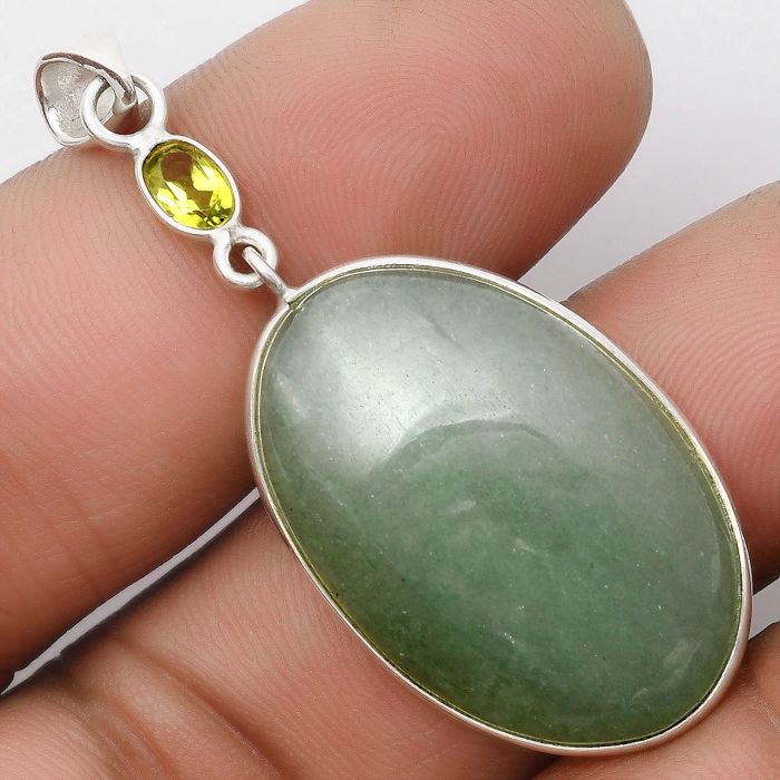 Natural Green Aventurine & Peridot Pendant SDP105522 P-1098, 20x30 mm