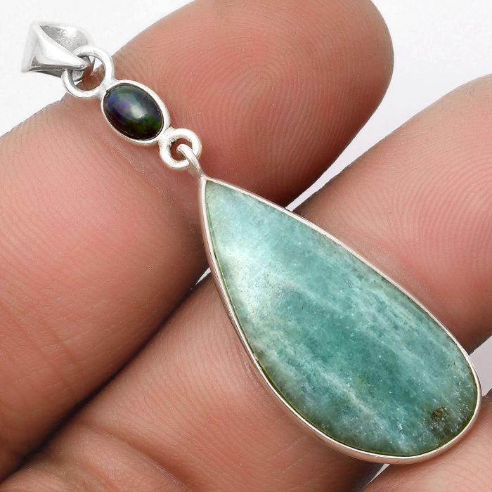 Paraiba Amazonite & Chalama Black Opal Pendant SDP105559 P-1098, 14x29 mm