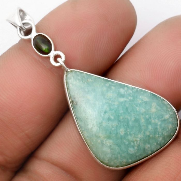 Paraiba Amazonite & Chalama Black Opal Pendant SDP105566 P-1098, 19x28 mm