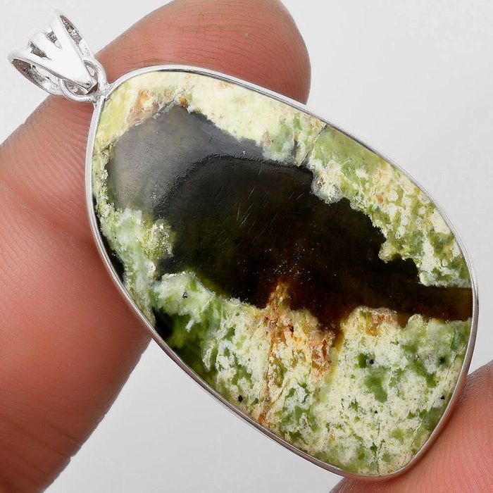 Natural Serpentine Pendant SDP105729 P-1001, 23x38 mm