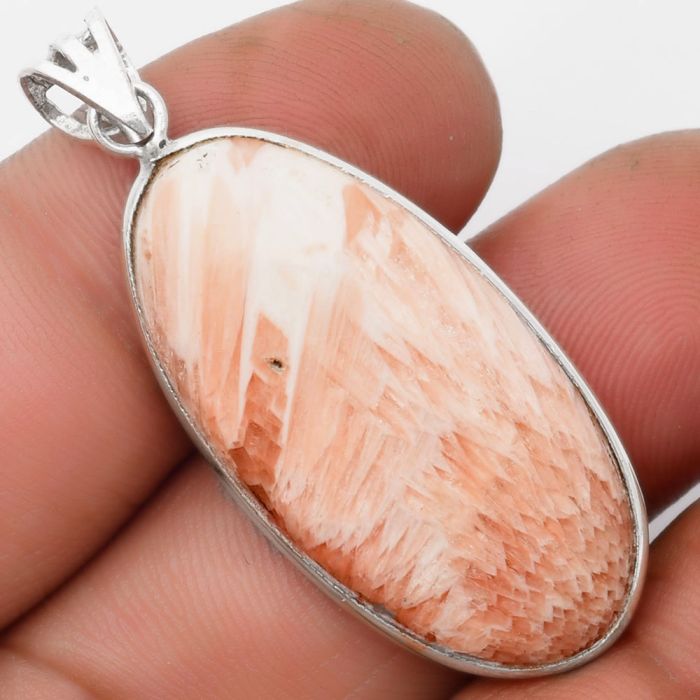 Natural Orange Scolecite - India Pendant SDP105794 P-1001, 17x34 mm