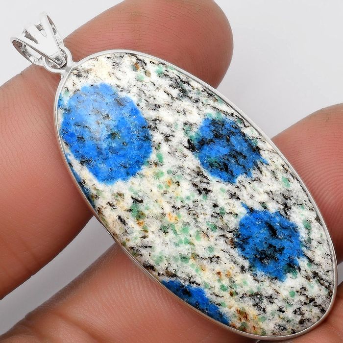 Natural K2 Blue - Azurite In Quartz Pendant SDP105808 P-1001, 22x44 mm