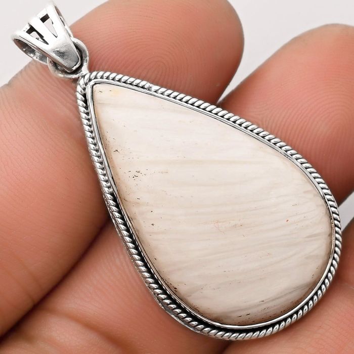 Natural White Scolecite Pendant SDP105973 P-1056, 20x34 mm