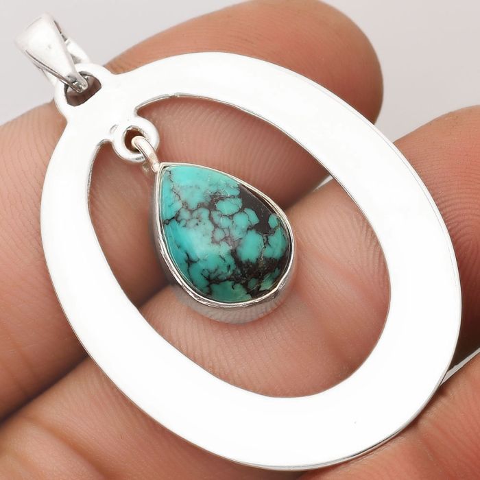 Natural Lucky Charm Tibetan Turquoise Pendant SDP106036 P-1718, 10x14 mm