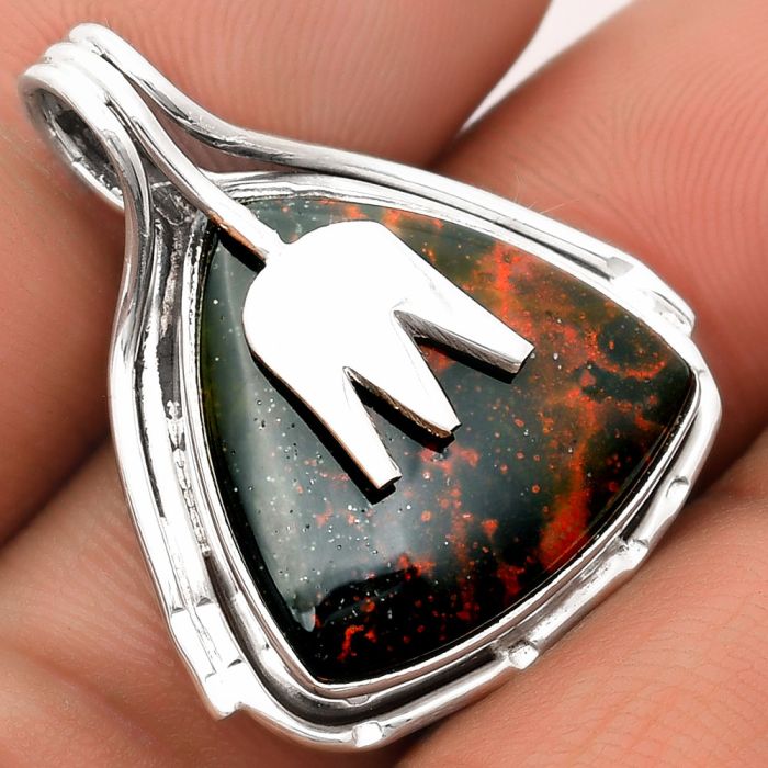 Natural Blood Stone - India Pendant SDP106069 P-1642, 19x19 mm