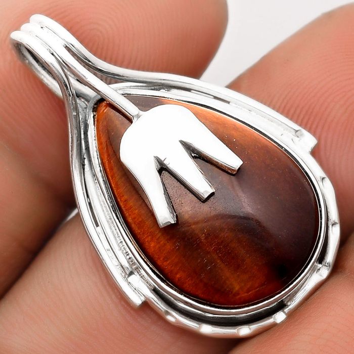 Natural Red Tiger Eye Pendant SDP106092 P-1642, 16x23 mm