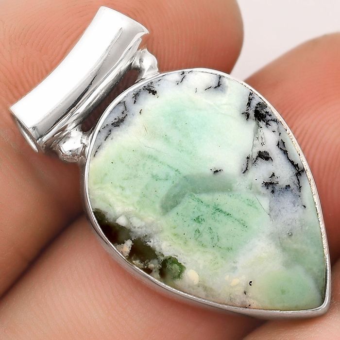 Dendritic Chrysoprase - Africa 925 Sterling Silver Pendant Jewelry SDP106134 P-1259, 17x24 mm