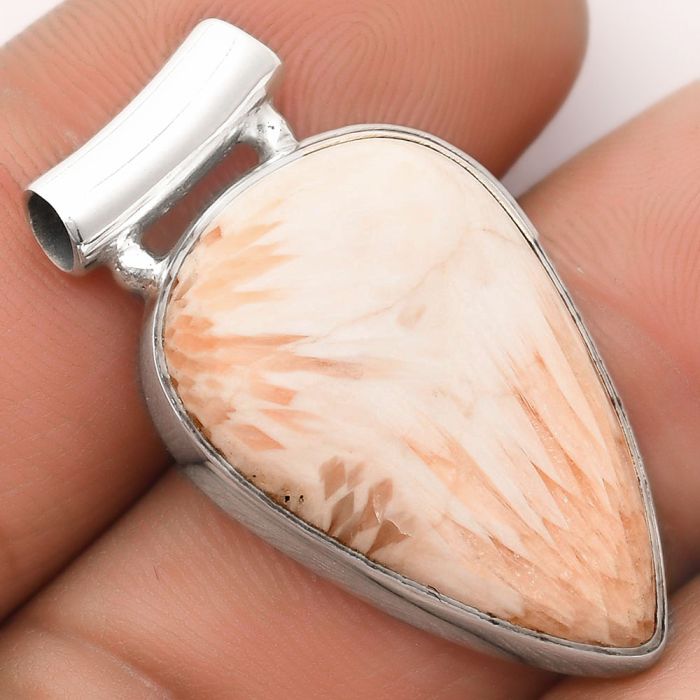 Natural Orange Scolecite - India Pendant SDP106135 P-1259, 18x27 mm