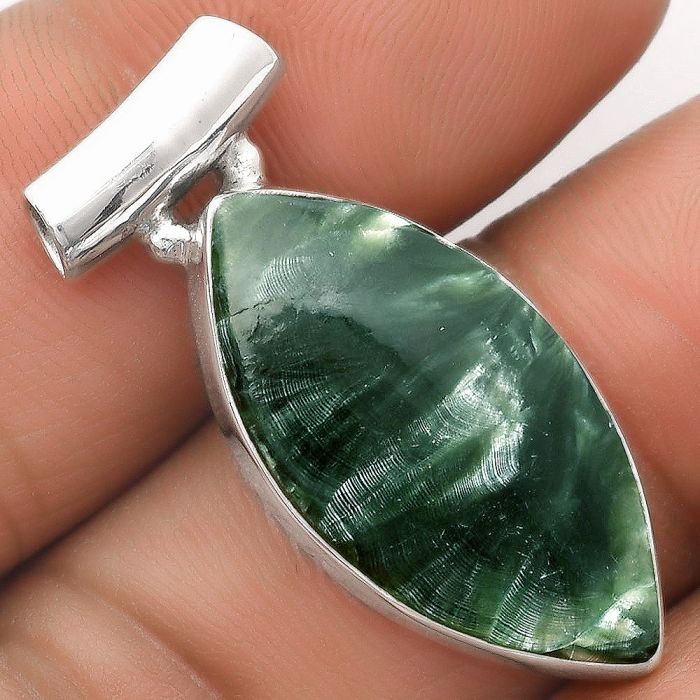 Natural Russian Seraphinite Pendant SDP106137 P-1259, 14x27 mm