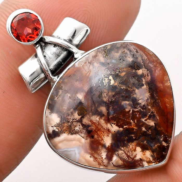 Rare Cady Mountain Agate & Garnet Pendant SDP106218 P-1159, 21x22 mm