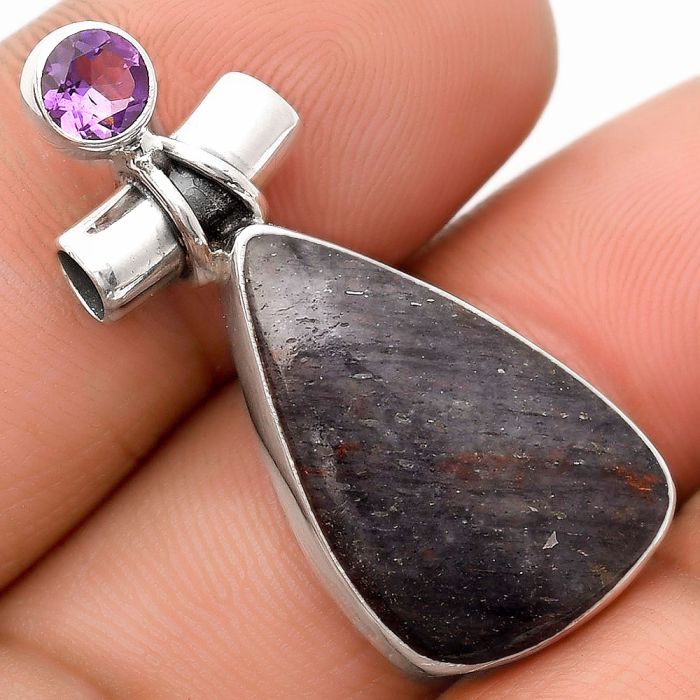 Natural Purple Aventurine & Amethyst Pendant SDP106221 P-1159, 14x22 mm