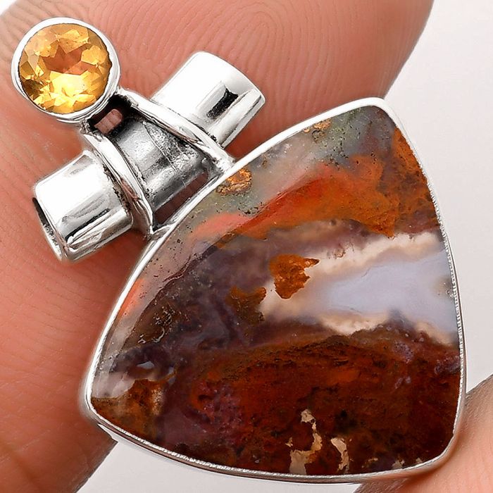 Rare Cady Mountain Agate & Citrine Pendant SDP106222 P-1159, 18x22 mm