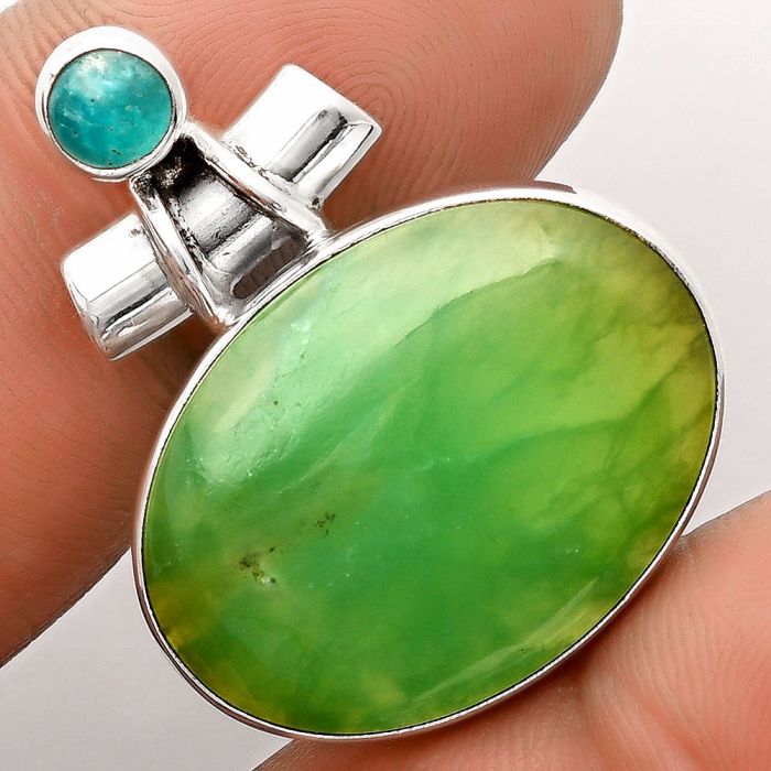 Chrysoprase - Australia & Amazonite Pendant SDP106263 P-1159, 18x24 mm