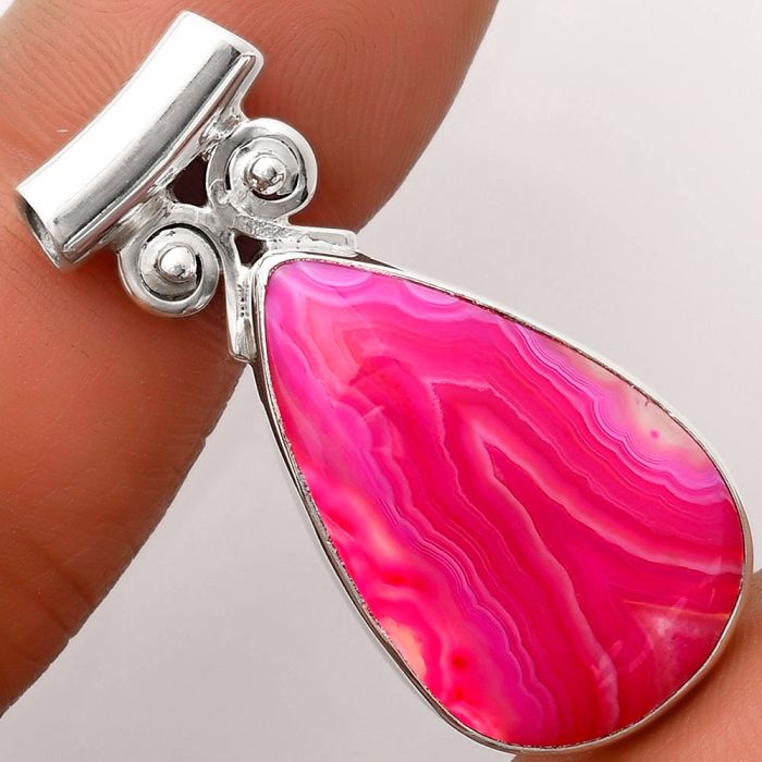 Natural Pink Botswana Agate Pendant SDP106372 P-1597, 17x26 mm