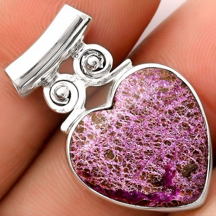 Valentine Gift Heart Natural Purpurite - South Africa Pendant SDP106403 P-1597, 18x18 mm