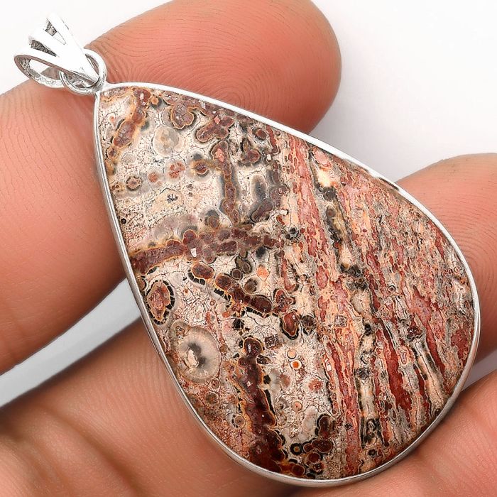 Natural Leopard Skin Jasper Pendant SDP106414 P-1001, 27x41 mm