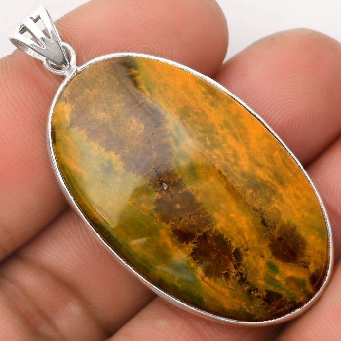 Natural Turkish Rainforest Chrysocolla Pendant SDP106415 P-1001, 25x41 mm