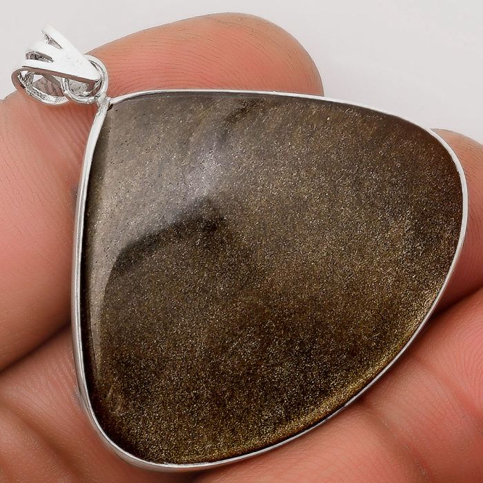 Natural Silver Obsidian Pendant SDP106420 P-1001, 32x38 mm