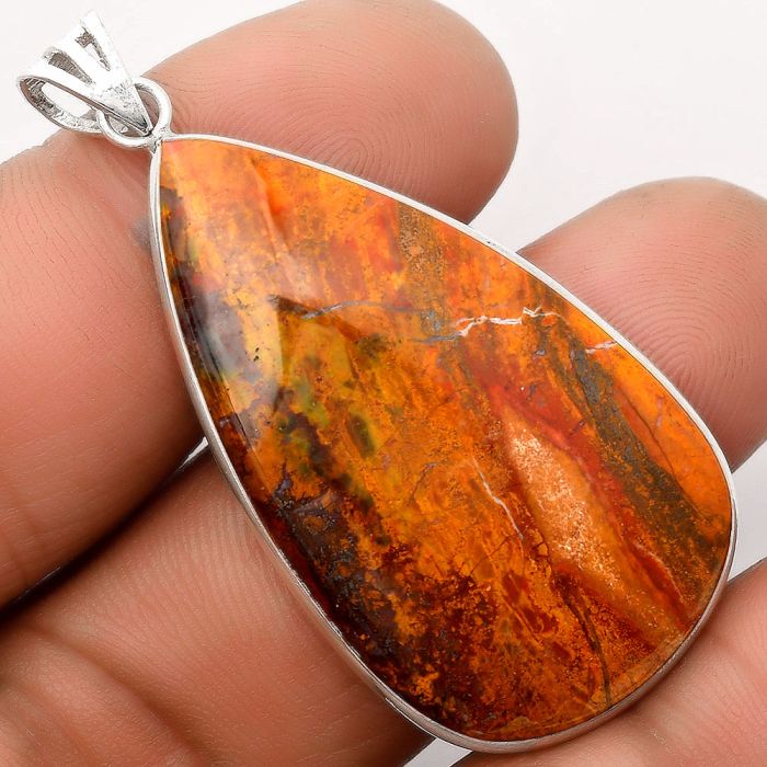 Natural Rhyolite - Rainforest Jasper Pendant SDP106467 P-1001, 23x41 mm