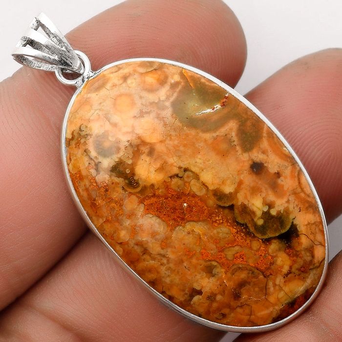 Natural Rhyolite - Rainforest Jasper Pendant SDP106525 P-1001, 23x35 mm