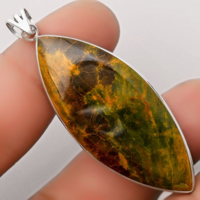 Natural Turkish Rainforest Chrysocolla Pendant SDP106558 P-1001, 21x49 mm