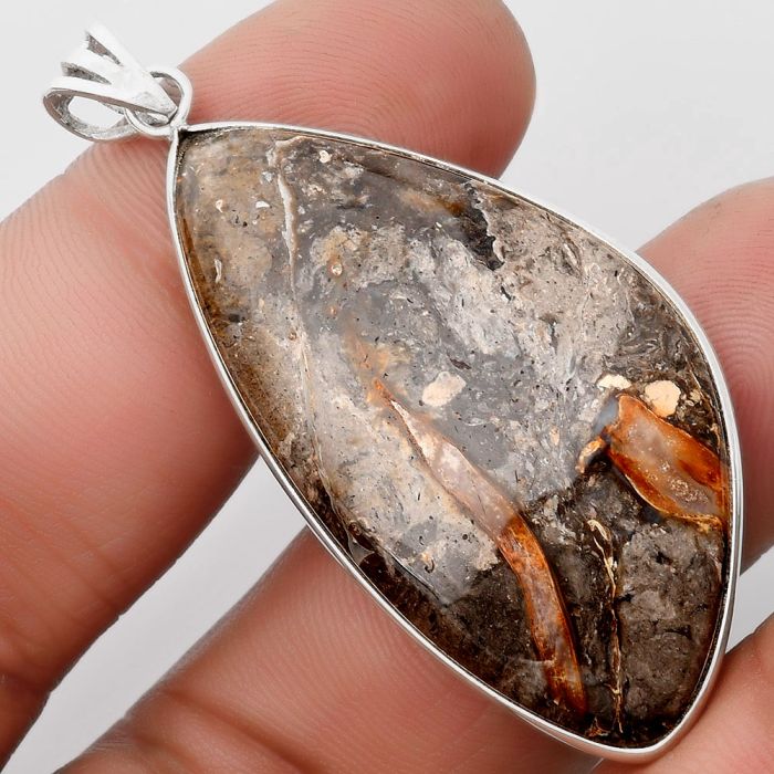 Natural Rock Calcy Pendant SDP106640 P-1001, 23x44 mm