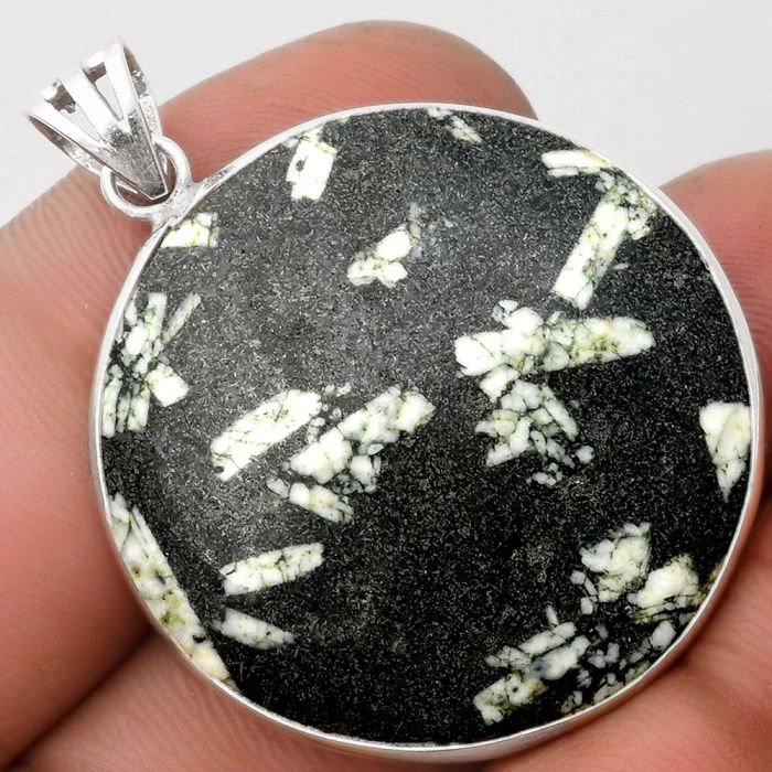 Natural Hornblende Pendant SDP106680 P-1001, 30x30 mm