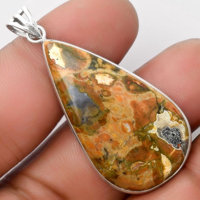 Natural Rhyolite - Rainforest Jasper Pendant SDP106695 P-1001, 21x39 mm