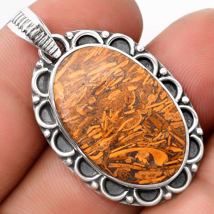 Natural Coquina Fossil Jasper - India Pendant SDP106709 P-1080, 16x25 mm