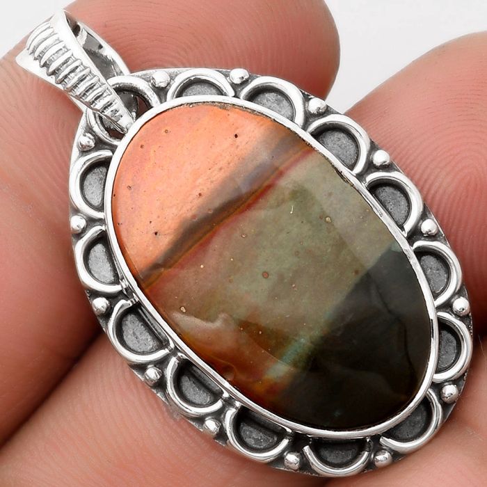 Natural Polygram Jasper Pendant SDP106718 P-1080, 16x25 mm