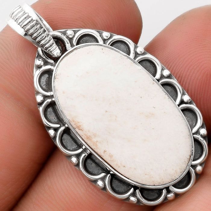 Natural White Scolecite Pendant SDP106728 P-1080, 14x25 mm