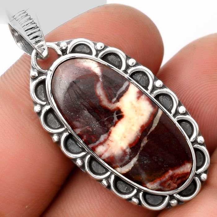 Natural Coffee Zebra Jasper Pendant SDP106734 P-1080, 12x27 mm