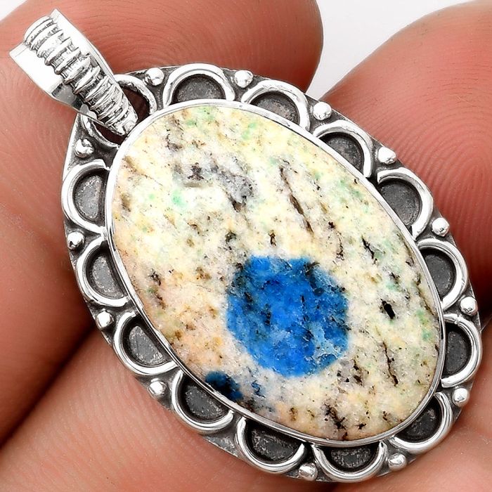 Natural K2 Blue - Azurite In Quartz Pendant SDP106739 P-1080, 16x25 mm