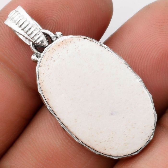 Natural White Scolecite Pendant SDP106795 P-1082, 17x25 mm