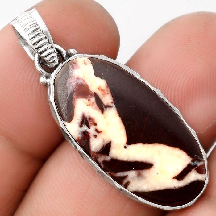 Natural Coffee Zebra Jasper Pendant SDP106805 P-1082, 14x27 mm