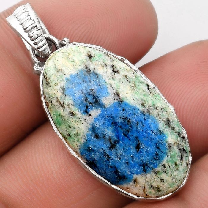 Natural K2 Blue - Azurite In Quartz Pendant SDP106812 P-1082, 16x28 mm