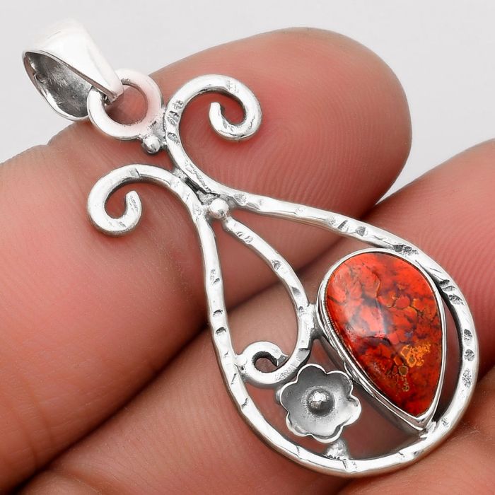 Natural Red Moss Agate Pendant SDP106930 P-1714, 8x13 mm