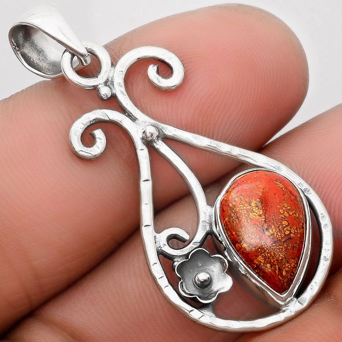 Natural Red Moss Agate Pendant SDP106932 P-1714, 10x14 mm