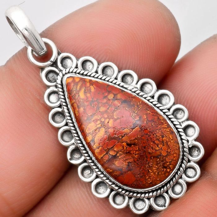 Natural Red Moss Agate Pendant SDP106972 P-1214, 12x22 mm