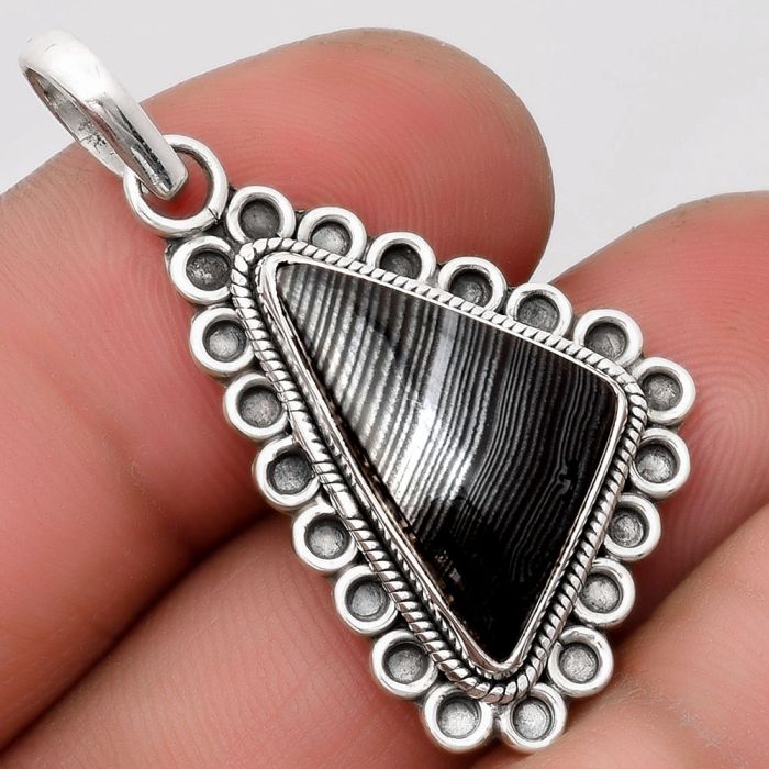 Crown Of Silver Psilomelane - Black Malachite Pendant SDP106975 P-1214, 12x20 mm