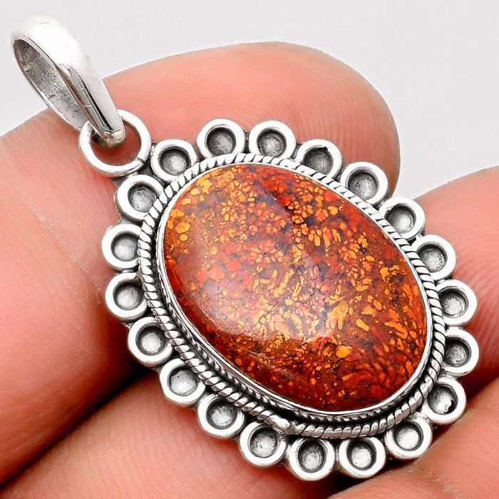 Natural Red Moss Agate Pendant SDP106979 P-1214, 13x18 mm