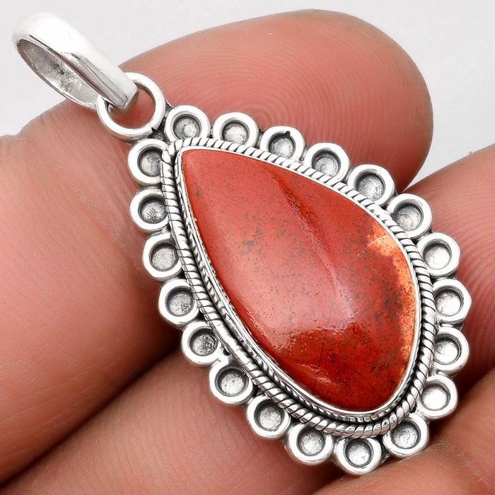 Natural Red Moss Agate Pendant SDP106998 P-1214, 12x21 mm