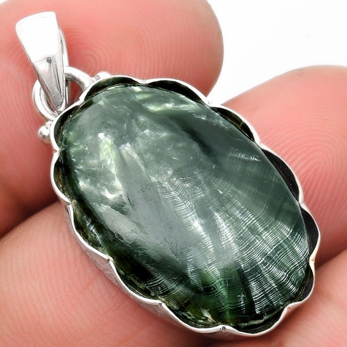 Natural Russian Seraphinite Pendant SDP107069 P-1555, 16x25 mm