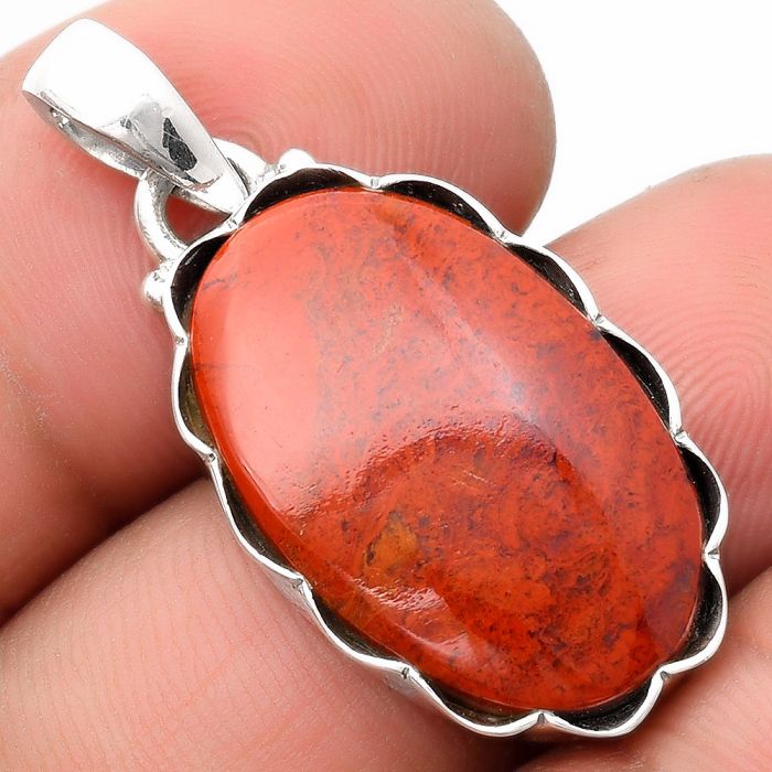 Natural Red Moss Agate Pendant SDP107077 P-1555, 15x23 mm