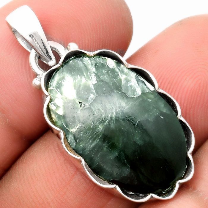 Natural Russian Seraphinite Pendant SDP107086 P-1555, 15x23 mm