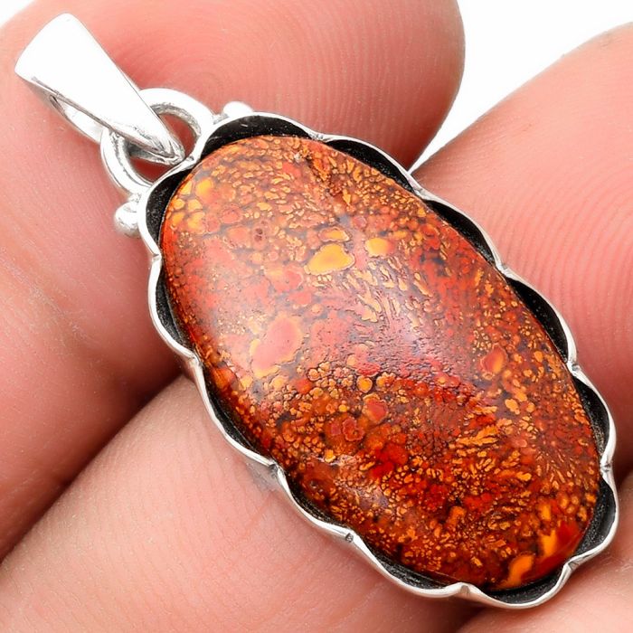 Natural Red Moss Agate Pendant SDP107106 P-1555, 14x25 mm