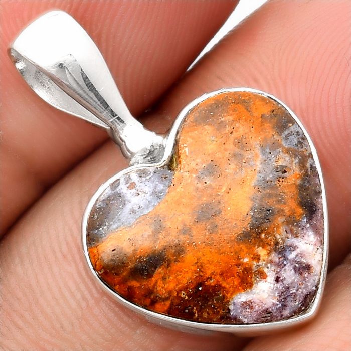 Valentine Gift Heart Natural Indian Blanket Jasper Pendant SDP107123 P-1043, 16x17 mm