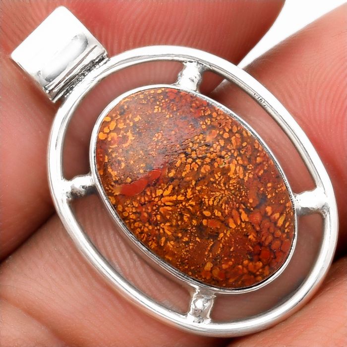 Natural Red Moss Agate Pendant SDP107202 P-1609, 13x19 mm