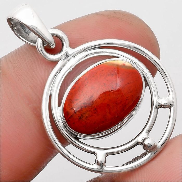 Natural Red Moss Agate Pendant SDP107209 P-1712, 10x15 mm