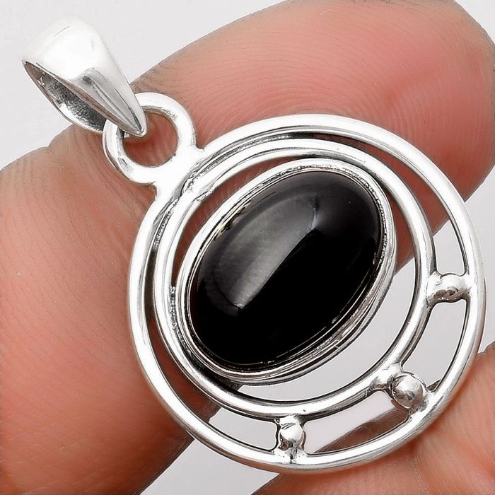 Natural Black Onyx - Brazil Pendant SDP107213 P-1712, 10x14 mm